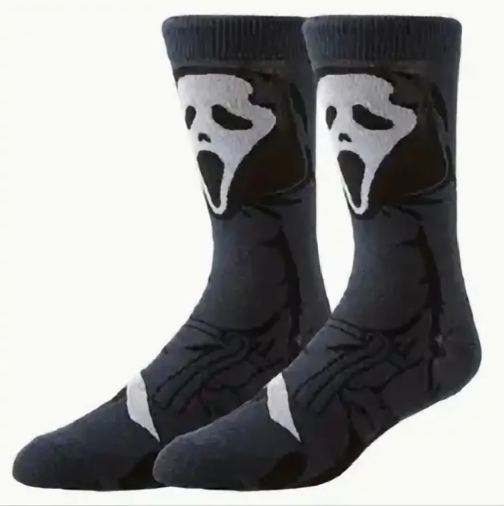 Scream Themed Black and White Casual Socks